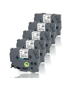 Compatible Laminated Tape for Brother P-Touch Labelers Black on White 24mm (0.94" x 26.2') TZ-251