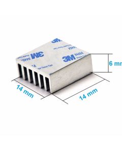 Alumenium Heat Sink With 3M 9448A Thermal Tape 14mmx14mmx6mm