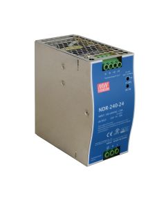 Meanwell: AC-DC Single Output Industrial DIN Rail Power Supply; 24Vdc; 10A; Metal Case - NDR-240-24
