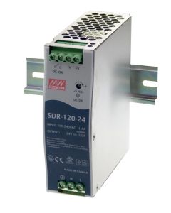 Meanwell: AC-DC Industrial DIN-rail Power Supply; 24Vdc; 5A; SDR-120-24