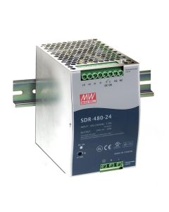 Meanwell: AC-DC Industrial DIN rail Power Supply; 24Vdc, 20A; - SDR-480-24