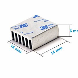 Alumenium Heat Sink With 3M 9448A Thermal Tape 14mmx14mmx6mm