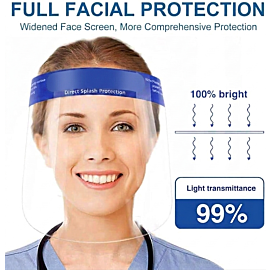 Premium Anti-Fog Transparent Dental Face Shield with Comfort Sponge & Elastic Band