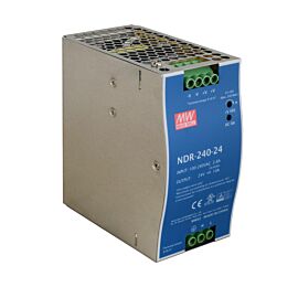 Meanwell: AC-DC Single Output Industrial DIN Rail Power Supply; 24Vdc; 10A; Metal Case - NDR-240-24