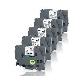 Compatible Laminated Tape for Brother P-Touch Labelers Black on White 24mm (0.94" x 26.2') TZ-251