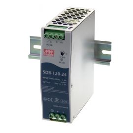 Meanwell: AC-DC Industrial DIN-rail Power Supply; 24Vdc; 5A; SDR-120-24