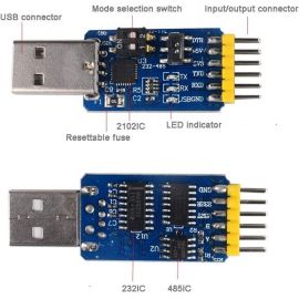 CP2102 USB to TTL 6-in-1 Serial Adapter Module for USB/TTL/RS232 to TTL/RS232/RS485