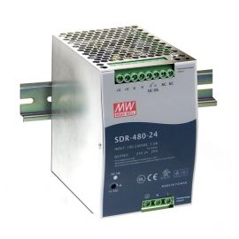 Meanwell: AC-DC Industrial DIN rail Power Supply; 24Vdc, 20A; - SDR-480-24