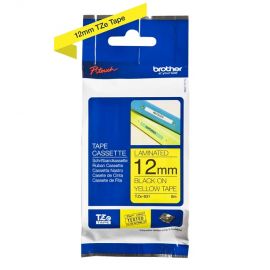 Brother: Genuine Labelling Tape – Black on Yellow, 12mm, 8M - TZe-631
